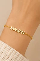 Bracelet MAMAN doré en acier inoxydable pour femme