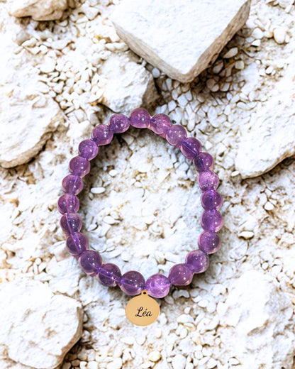Bracelet en améthyste naturelle – bijou énergétique apaisant pour la sérénité, la protection et la paix intérieure.