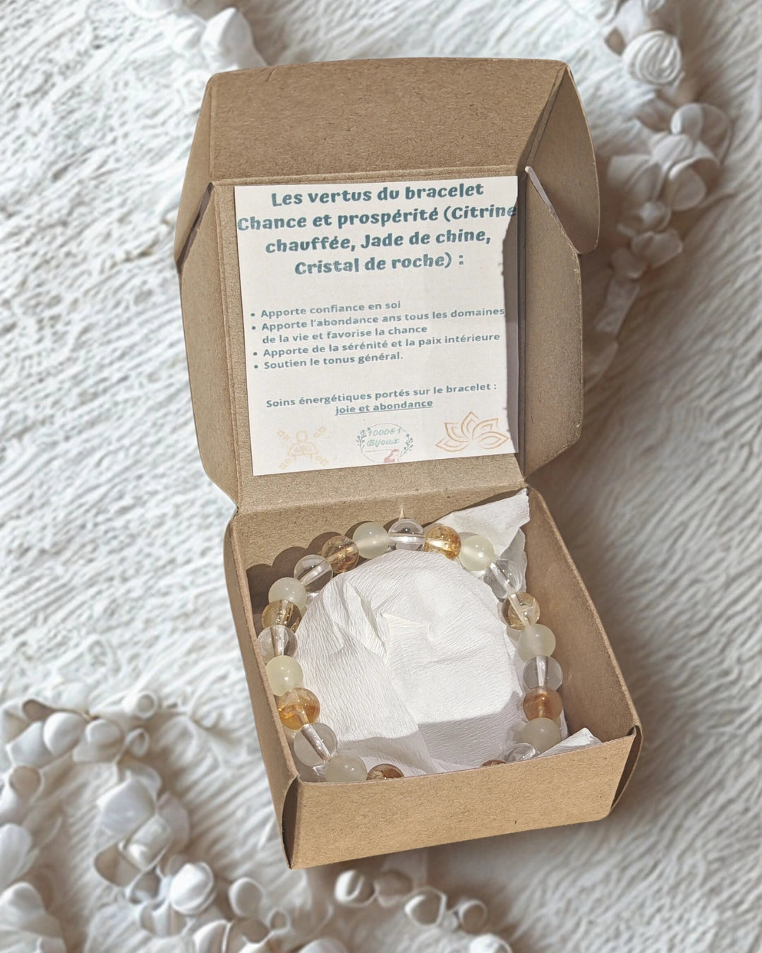 Bracelet en citrine et cristal de roche – bijou énergétique fait main pour attirer la chance, la clarté et la réussite.