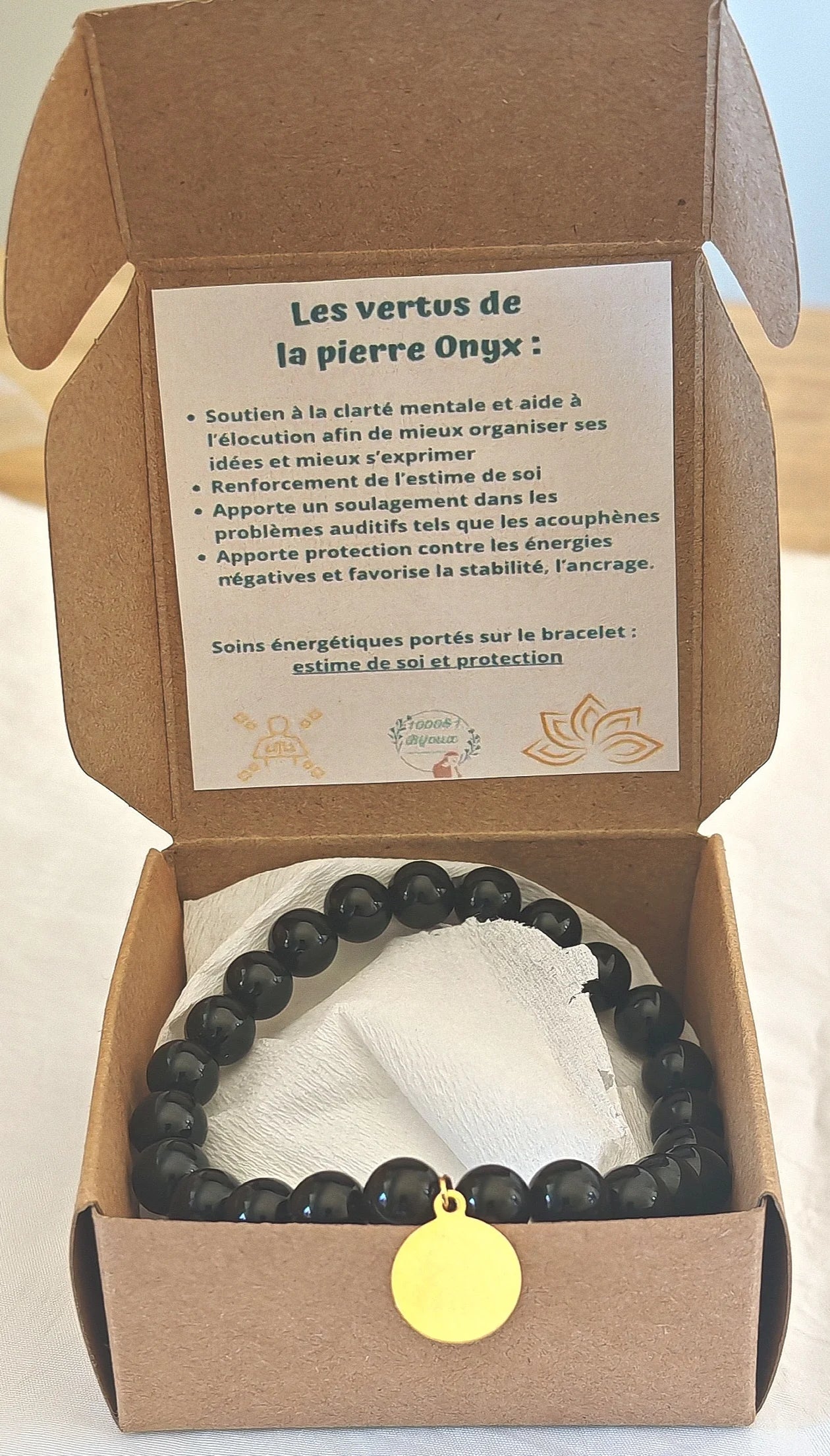 Bracelet en Onyx noir – Estime de soi & Protection