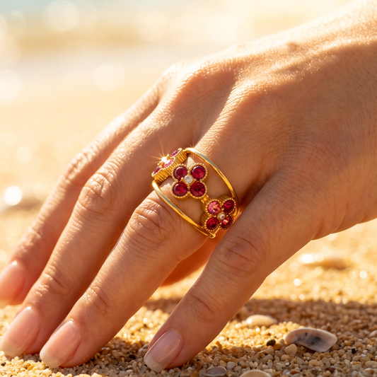 Bague Rubis Bohème portée