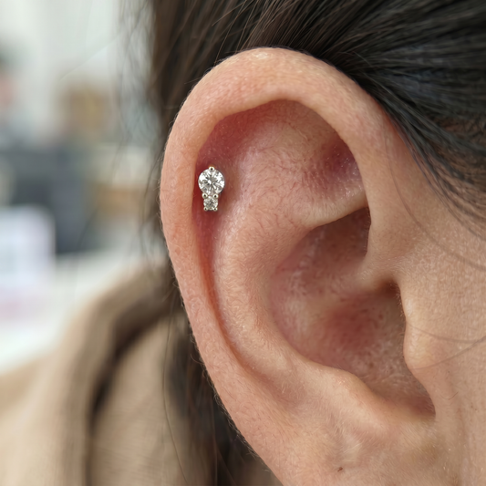 Bijou d’Oreille Duo Cristal Argenté