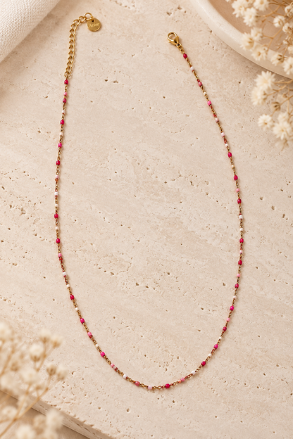 Collier Éclat Rose à plat