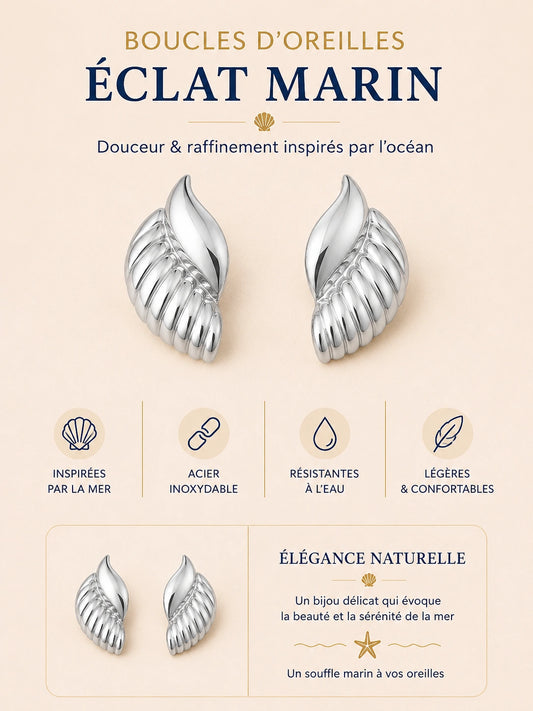 Boucles d’oreilles Éclat Marin argentées acier inoxydable femme