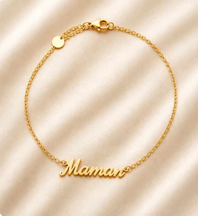 Bracelet Maman argenté en acier inoxydable pour femme