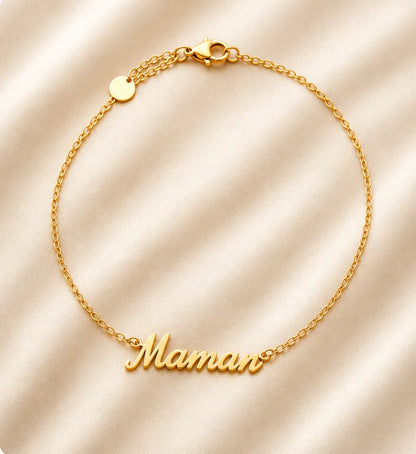 Bracelet Maman argenté en acier inoxydable pour femme