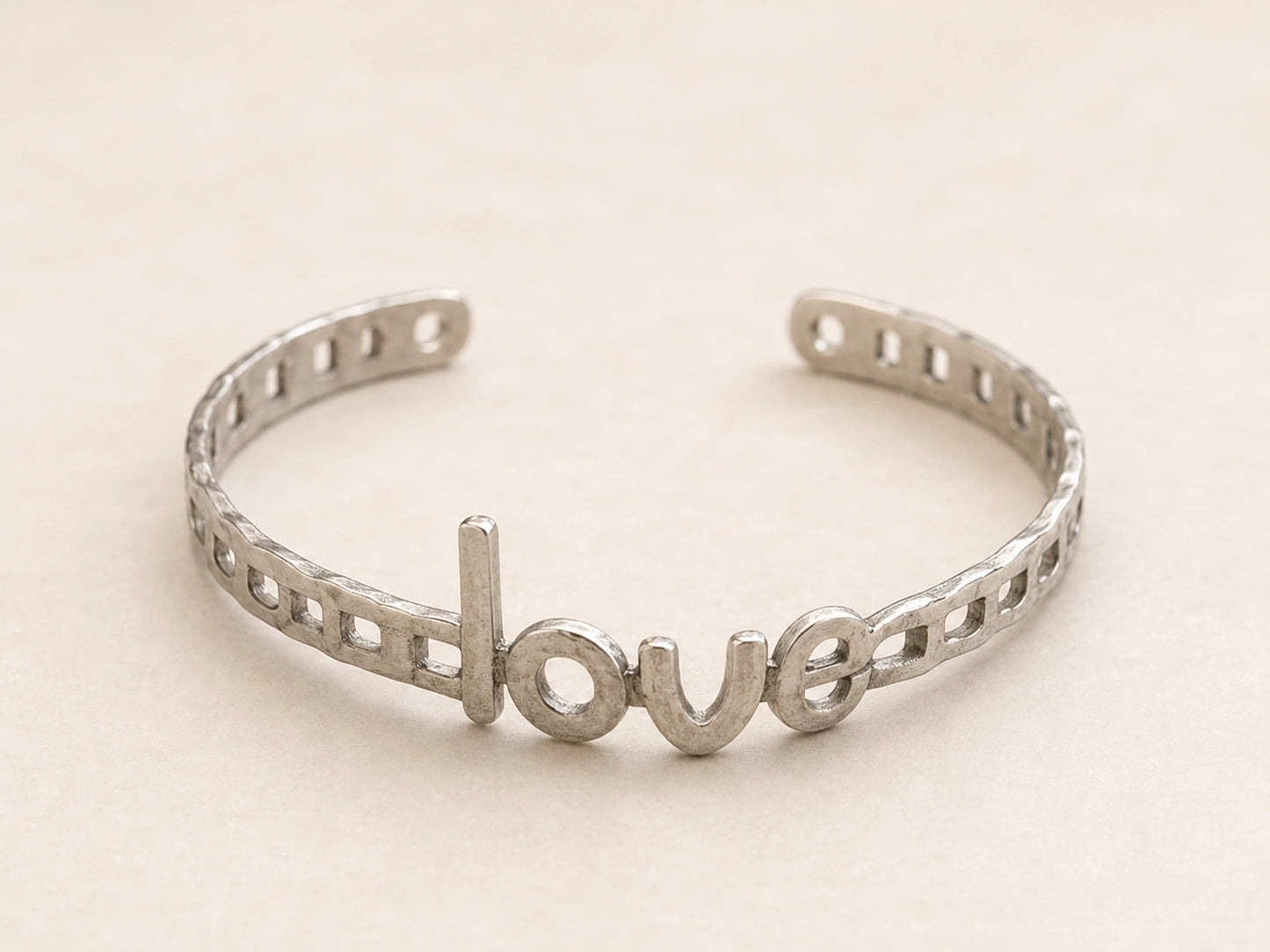 Bracelet jonc LOVE argenté en acier inoxydable pour femme