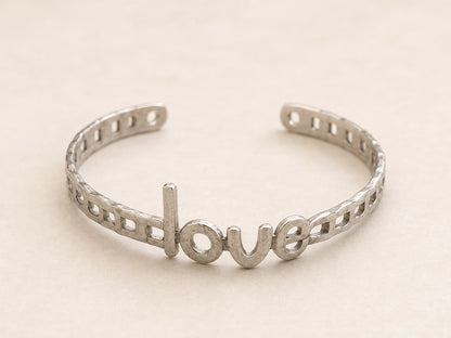 Bracelet jonc LOVE argenté en acier inoxydable pour femme