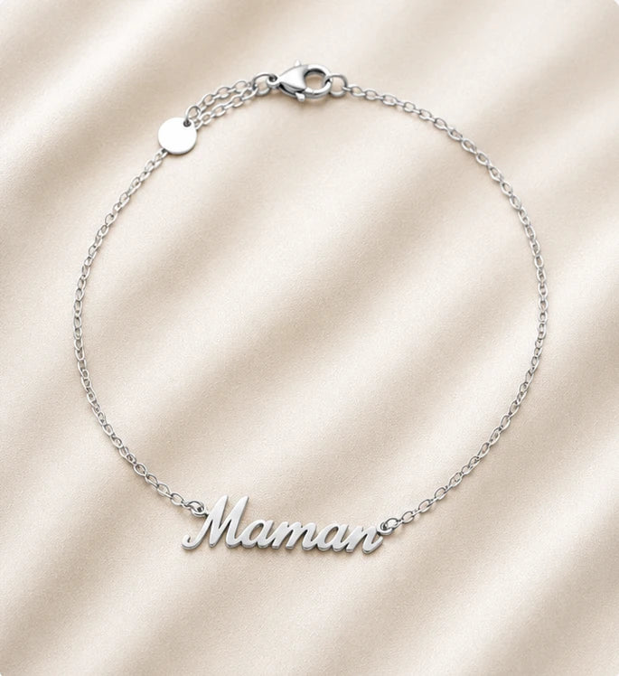 Bracelet Maman argenté en acier inoxydable pour femme