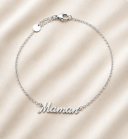 Bracelet Maman argenté en acier inoxydable pour femme