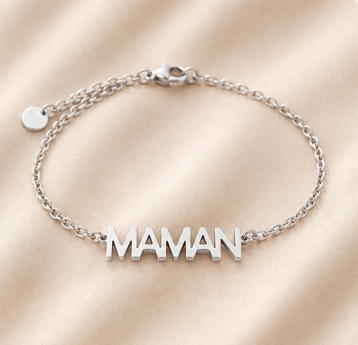 Bracelet MAMAN doré en acier inoxydable pour femme