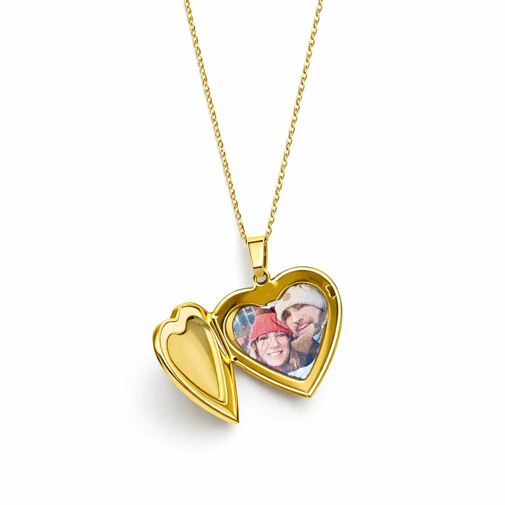 Collier cœur ouvrant doré avec photo personnalisée à l’intérieur, bijou souvenir familial