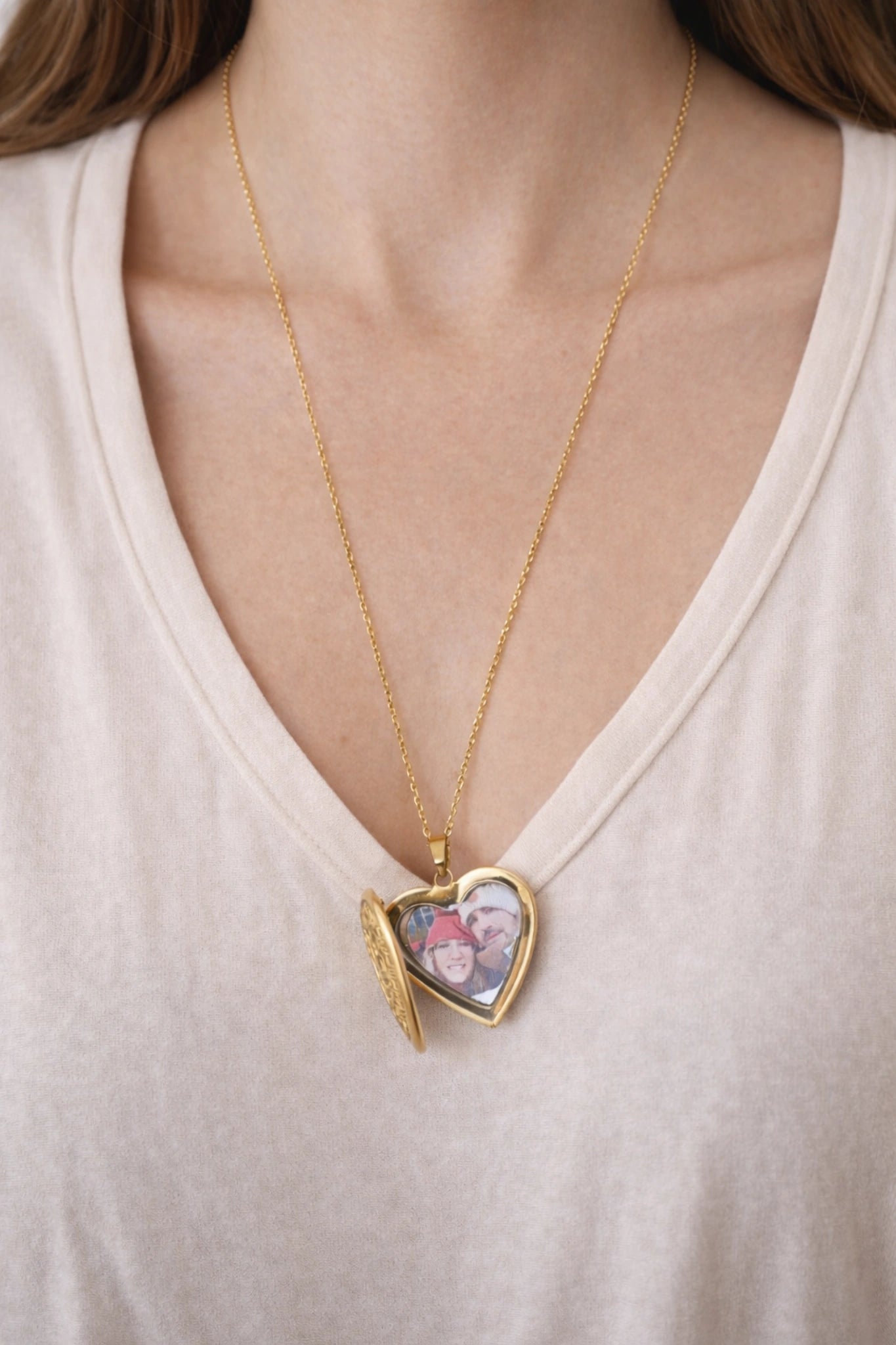 Collier cœur ouvrant doré personnalisable avec photo intérieure