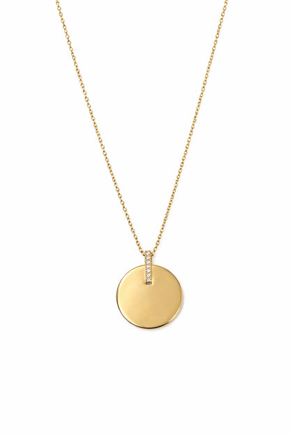 Collier médaille ronde lisse en acier inoxydable doré vue produit