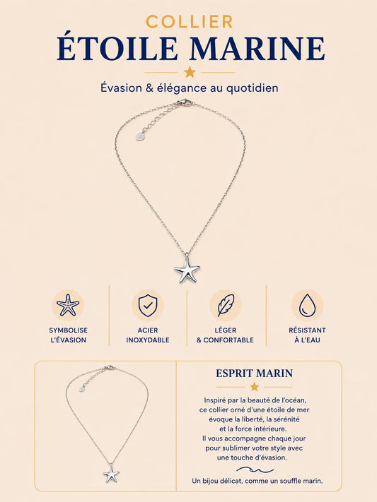 Collier Étoile Marine argenté avec pendentif étoile de mer minimaliste